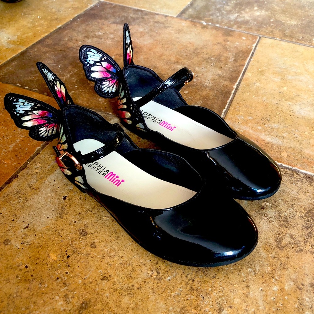 Sophia Webster Mini designer butterfly 🦋 shoes in black patent leather size 11